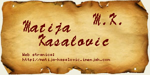 Matija Kasalović vizit kartica